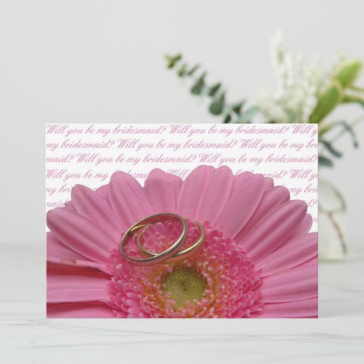 word jij mijn bruidroze gerbera op witte lepel ? kaart (Staand voorkant)