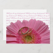 word jij mijn bruidroze gerbera op witte lepel ? kaart (Voorkant / Achterkant)