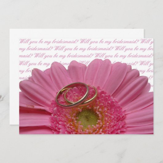 word jij mijn bruidroze gerbera op witte lepel ? kaart (Voorkant / Achterkant)