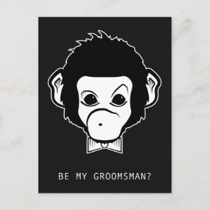 Word jij mijn bruidsjonker? Mister Monkey Uitnodiging Briefkaart
