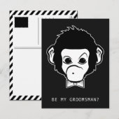 Word jij mijn bruidsjonker? Mister Monkey Uitnodiging Briefkaart (Voorkant / Achterkant)
