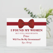 Word jij mijn bruidsjonker Red Bow Stropdas? Kaart (Staand voorkant)