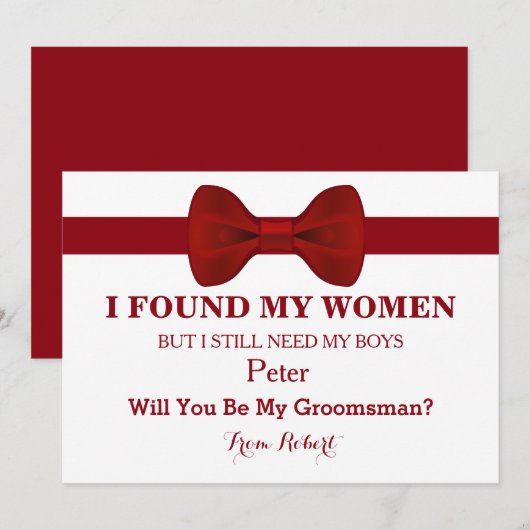 Word jij mijn bruidsjonker Red Bow Stropdas? Kaart (Voorkant / Achterkant)