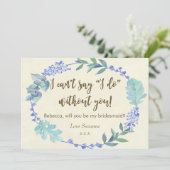 word jij mijn bruidskaart blauw bloemivoor ? kaart (Staand voorkant)