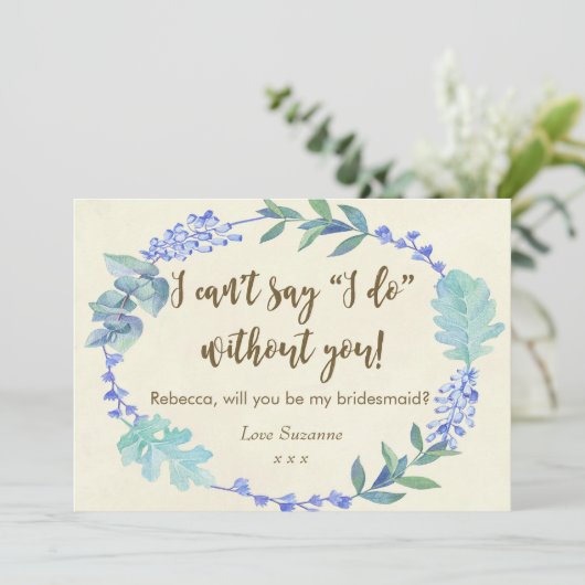 word jij mijn bruidskaart blauw bloemivoor ? kaart (Staand voorkant)