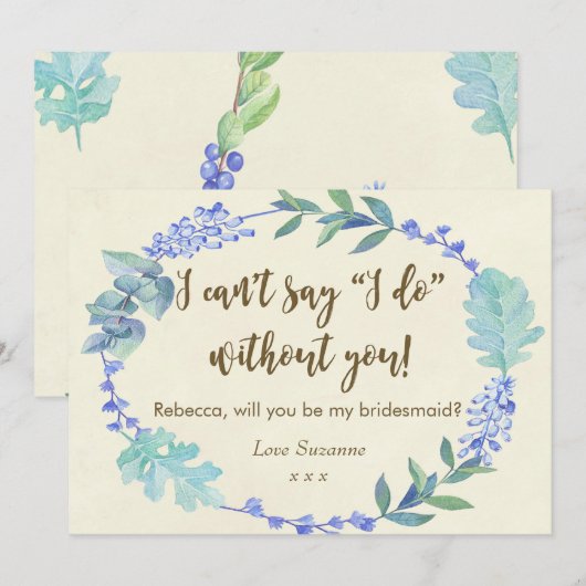 word jij mijn bruidskaart blauw bloemivoor ? kaart (Voorkant / Achterkant)