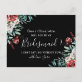 Word jij mijn bruidsman Kaart Bohemian Black Rozen (Voorkant)