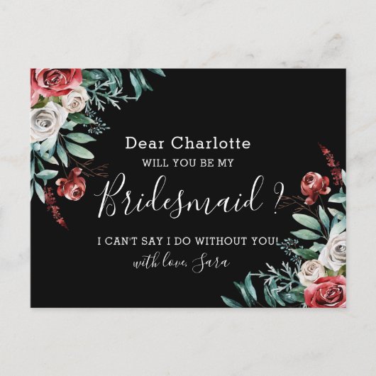 Word jij mijn bruidsman Kaart Bohemian Black Rozen (Voorkant)