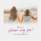 Word jij mijn bruidsmeisje 2 foto metalen ornament (Achterkant)