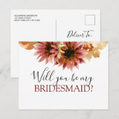 Word jij mijn bruidsmeisje Autumn Sunflower Aankondigingskaart (Voorkant / Achterkant)