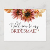 Word jij mijn bruidsmeisje Autumn Sunflower Aankondigingskaart (Voorkant)