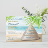 Word jij mijn bruidsmeisje Beach Wedding Seashell Kaart (Staand voorkant)
