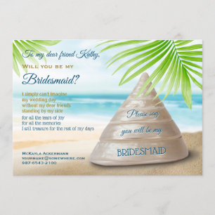 Word jij mijn bruidsmeisje Beach Wedding Seashell Kaart