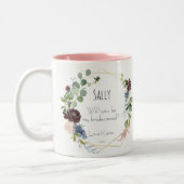 Word jij mijn bruidsmeisje Blauwe Bloemen mok (Links)