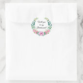 Word jij mijn bruidsmeisje? Bloemengroene krans Ronde Sticker (Tas)