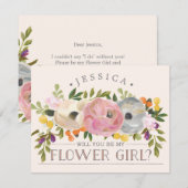 Word jij mijn bruidsmeisje - Bloemenmeisje Kaart (Voorkant / Achterkant)