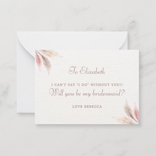 Word jij mijn bruidsmeisje Bloemenmeisje voorstel? Notitiekaartje (Achterkant)