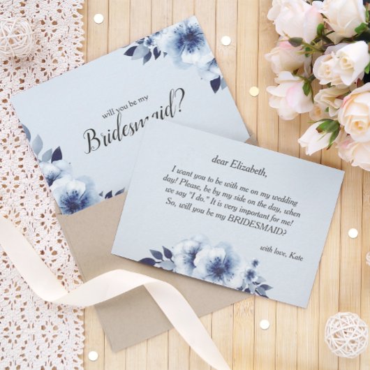 Word jij mijn bruidsmeisje Blue Anemones Flower? Kaart