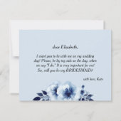 Word jij mijn bruidsmeisje Blue Anemones Flower? Kaart (Achterkant)