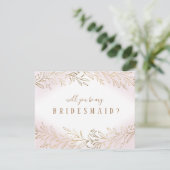Word jij mijn bruidsmeisje Blush goud botanical? Kaart (Staand voorkant)
