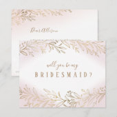 Word jij mijn bruidsmeisje Blush goud botanical? Kaart (Voorkant / Achterkant)