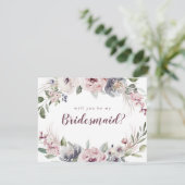 Word jij mijn bruidsmeisje boho floral? kaart (Staand voorkant)