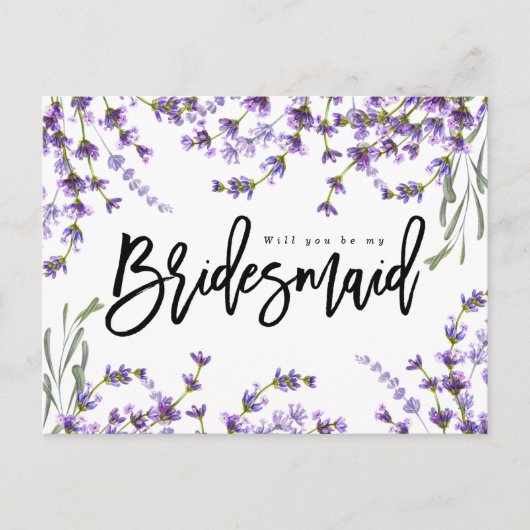 Word jij mijn bruidsmeisje Boho Lavender Bloemen? Aankondigingskaart (Voorkant)