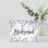 Word jij mijn bruidsmeisje Boho Lavender Bloemen? Aankondigingskaart (Staand voorkant)