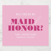 Word jij mijn bruidsmeisje, Bold Pink Bach? Sparkling Wijnetiket (Enkel label)