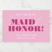 Word jij mijn bruidsmeisje, Bold Pink Bach? Sparkling Wijnetiket (Enkel label)