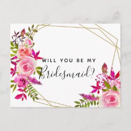 Word jij mijn bruidsmeisje briefkaart rozen?