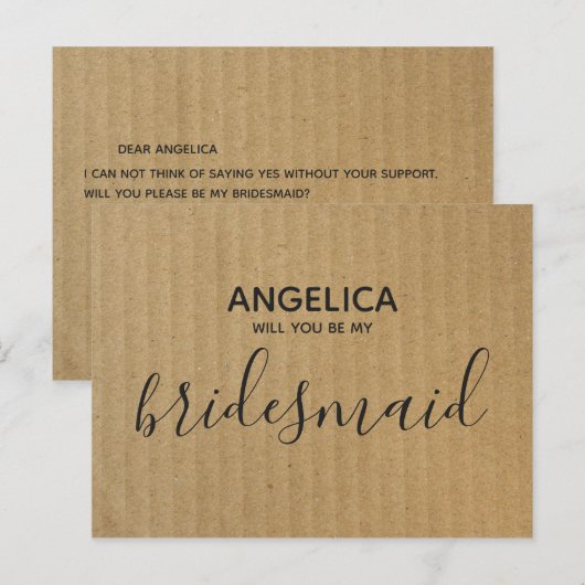 Word jij mijn bruidsmeisje Brown Kraft Paper? Uitnodiging Briefkaart (Voorkant / Achterkant)