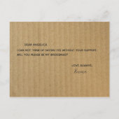 Word jij mijn bruidsmeisje Brown Kraft Paper? Uitnodiging Briefkaart (Achterkant)