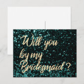 Word jij mijn bruidsmeisje Cali Green Gold Script? Uitnodiging Briefkaart (Voorkant / Achterkant)