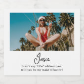 Word jij mijn bruidsmeisje Chic Minimal Photo? Sparkling Wijnetiket (Enkel label)