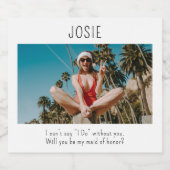 Word jij mijn bruidsmeisje Chic Minimal Photo? Sparkling Wijnetiket (Enkel label)