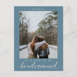 Word jij mijn bruidsmeisje duty blue Foto Modern Briefkaart