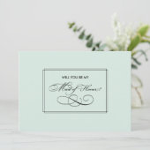 Word jij mijn bruidsmeisje? Elegant Mint Zwart Kaart (Staand voorkant)