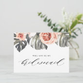 Word jij mijn bruidsmeisje Elegant Tropics? Kaart (Staand voorkant)