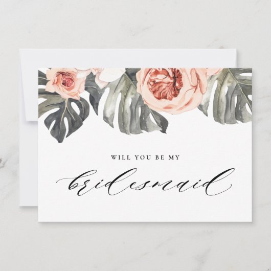 Word jij mijn bruidsmeisje Elegant Tropics? Kaart (Voorkant)