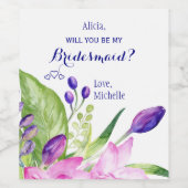 Word jij mijn bruidsmeisje elegant voorstel? wijn etiket (Enkel label)