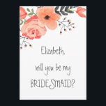 "Word jij mijn bruidsmeisje" Floral Blush Kaart<br><div class="desc">Moderne bloemenblush "Will you be my bridesmaid" ontvouwde kaart.</div>