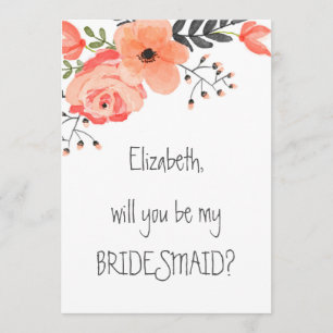 "Word jij mijn bruidsmeisje" Floral Blush Kaart