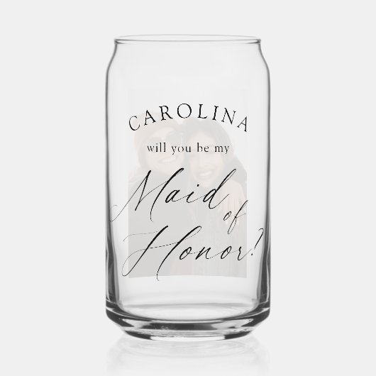 Word jij mijn bruidsmeisje foto? blikvorm glas (Voorkant)