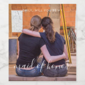 Word jij mijn bruidsmeisje foto? wijn etiket (Enkel label)