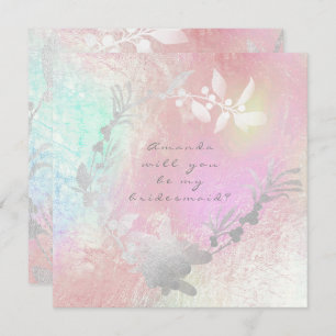 Word jij mijn bruidsmeisje Grijs Zilveren Parelkra Kaart