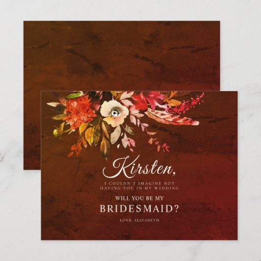 Word jij mijn bruidsmeisje Herfst Bloemenboeket? Briefkaart (Voorkant / Achterkant)