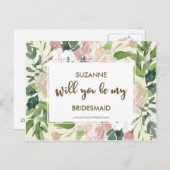 Word jij mijn bruidsmeisje kaart bloemengroen? (Voorkant / Achterkant)