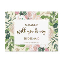 Word jij mijn bruidsmeisje kaart bloemengroen?