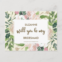 Word jij mijn bruidsmeisje kaart bloemengroen?